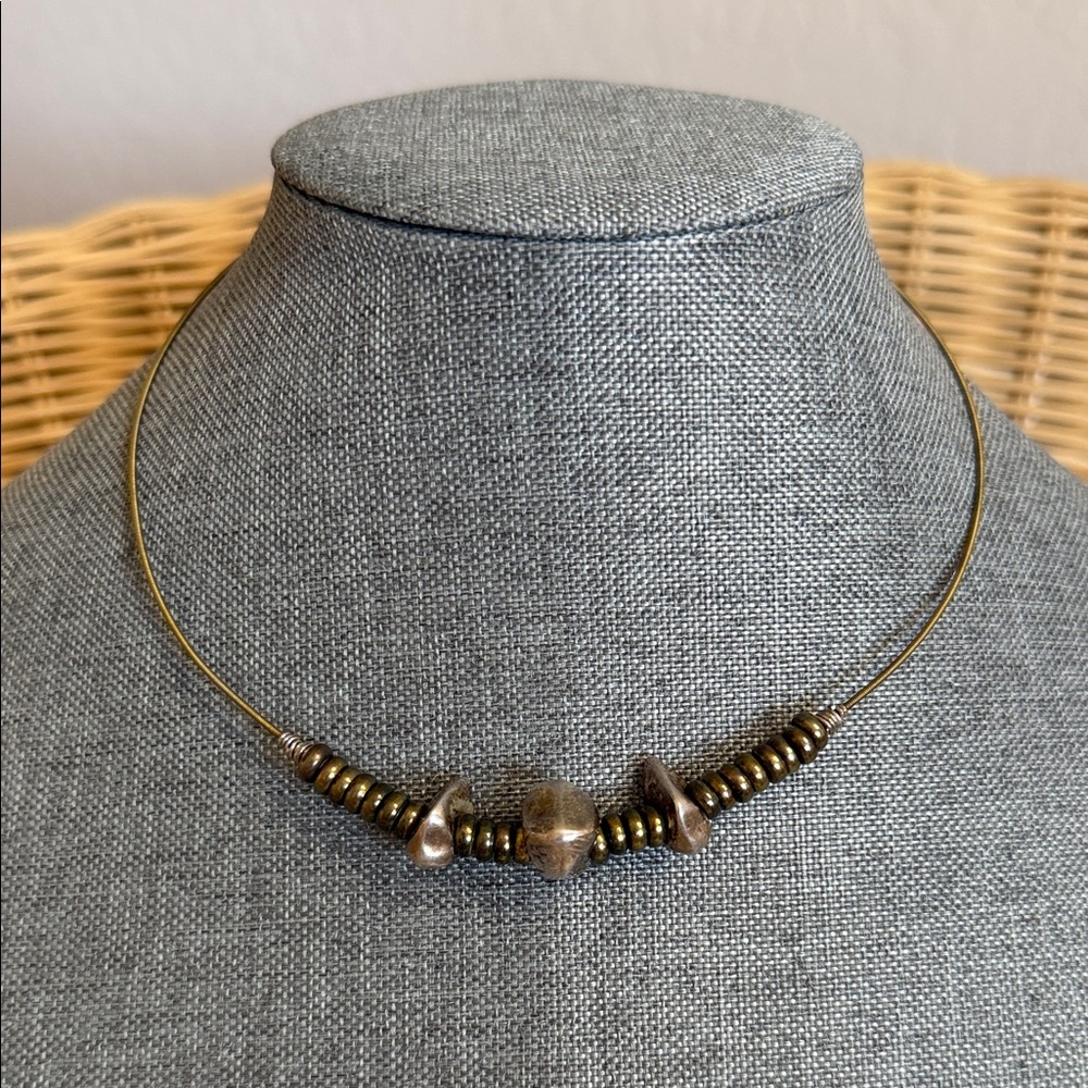 Handmade Rustic Steampunk Chocker Made Of Sterling & Brass Metals